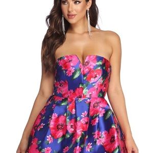 Floral Satin Party Dress👗